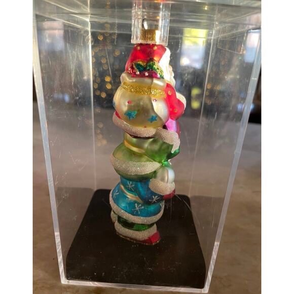 Vintage handcrafted blown glass triple Santa’s ornament new in box 2004 - Picture 9 of 11